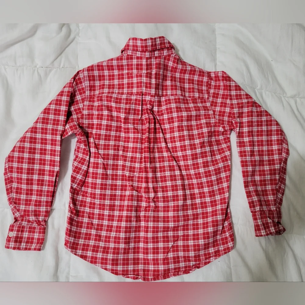 Brooks Brothers Boys Red Plaid Long Sleeve Button Down Shirt Size Small Holiday
